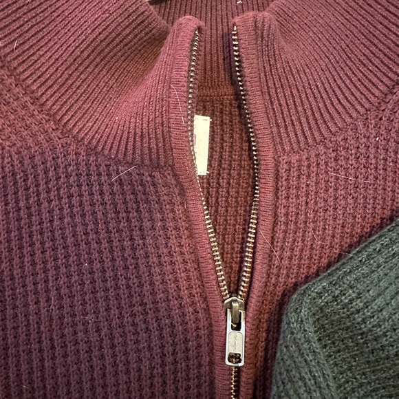 Gap 2 Half-Zip Ribbed Mock Neck Sweater Two Pack Men’s Large Green & Burgundy - Picture 3 of 7